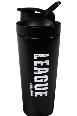 Black metal thermos shaker