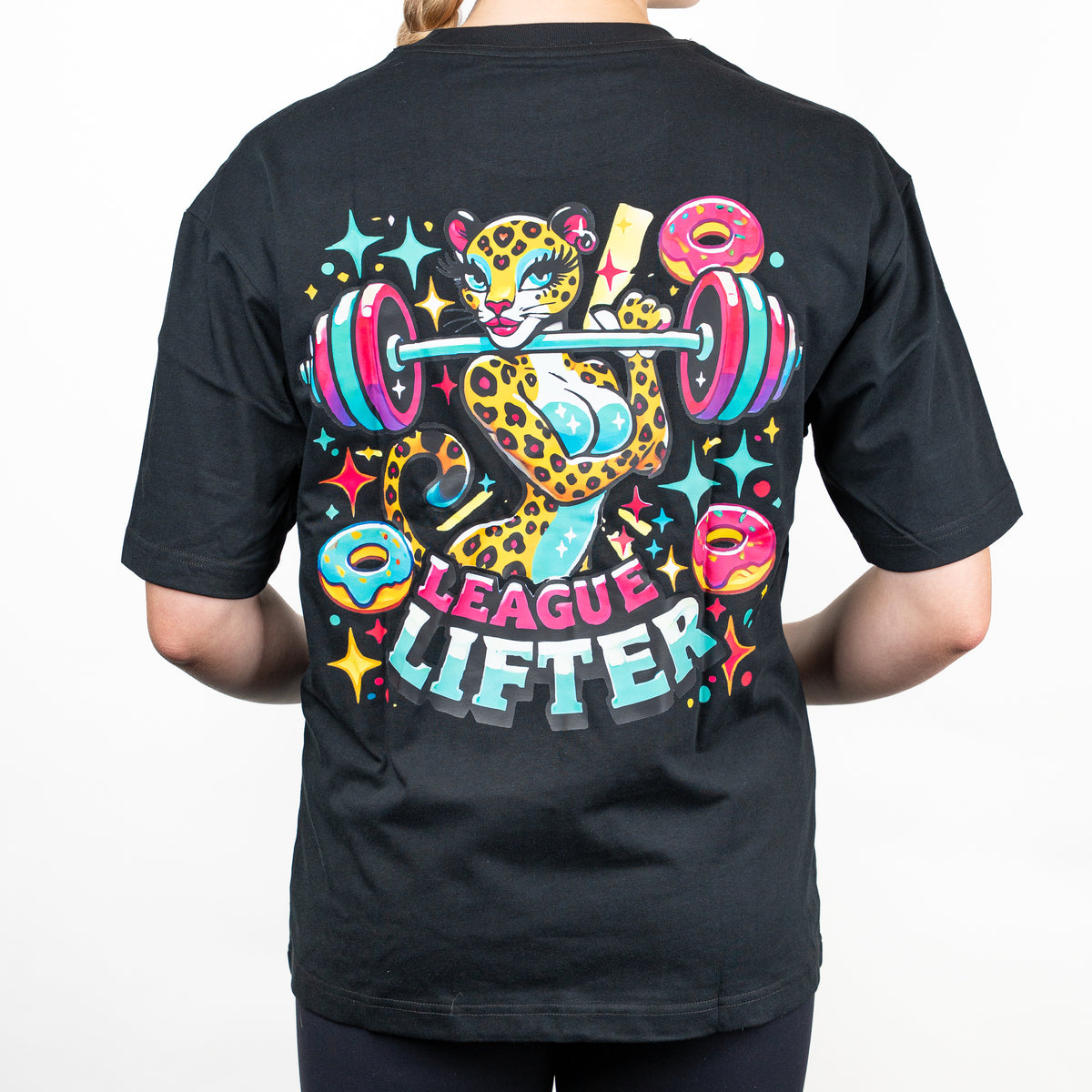 ELITE League Lifter -oversized-t-paita, pantteripainatus, musta