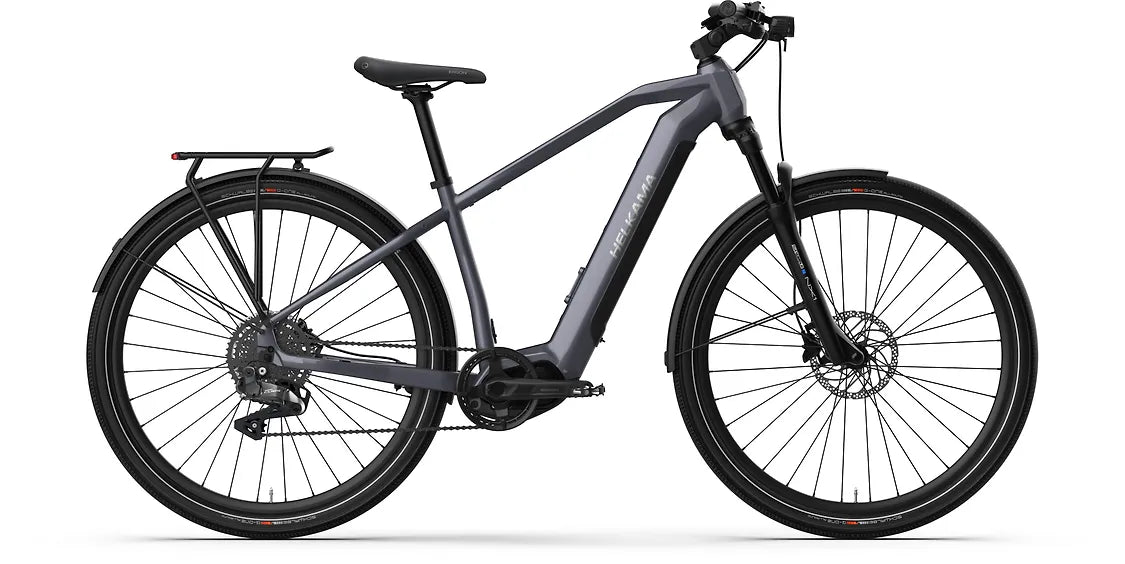 Helkama SX 10v Autoshift sähköpyörä, antrasiitinharmaa runko, 29” renkaat ja Suntour-etujousitus